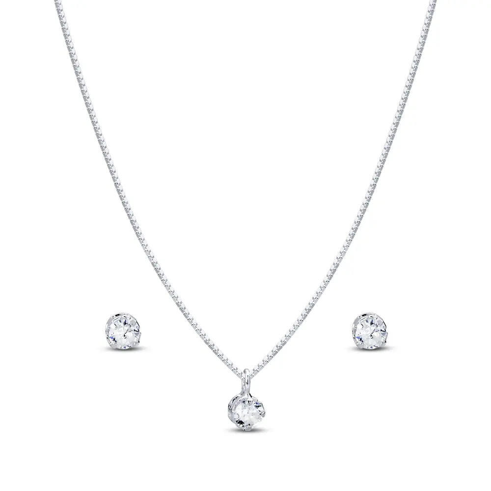 Conjunto Prata Leve Ponto Luz P