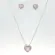 Conjunto Prata Leve Clássico Coração Zircônias Rosa Claro