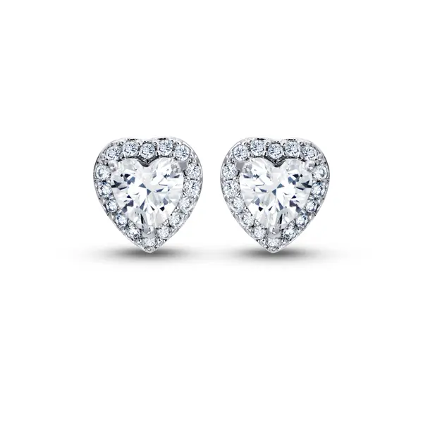 Conjunto Prata Leve Clássico Coração Zircônias Branca