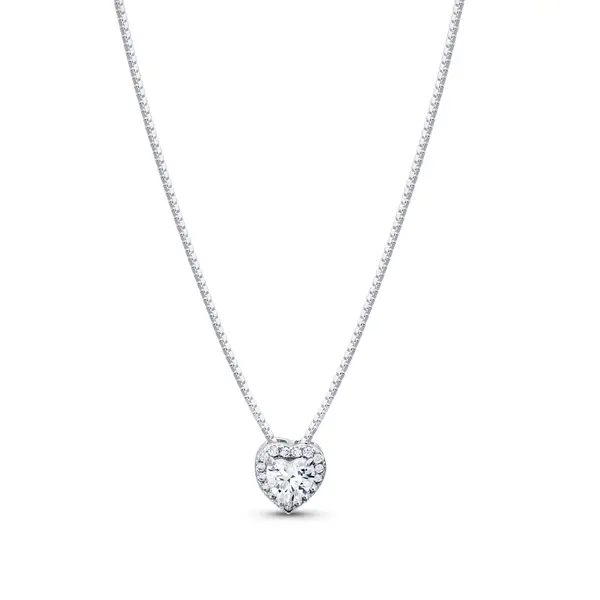 Conjunto Prata Leve Clássico Coração Zircônias Branca