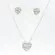 Conjunto Prata Leve Clássico Coração Zircônias Branca