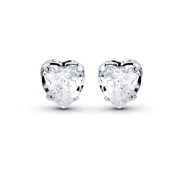 Conjunto Prata Leve Coração em Zircônia Branca