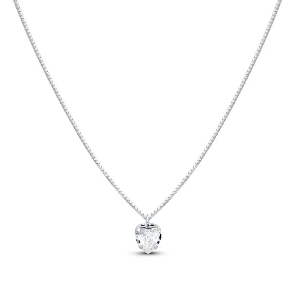 Conjunto Prata Leve Coração em Zircônia Branca