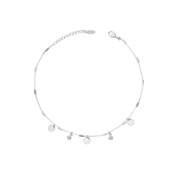 Tornozeleira Prata Leve Canutilhos e Veneziana