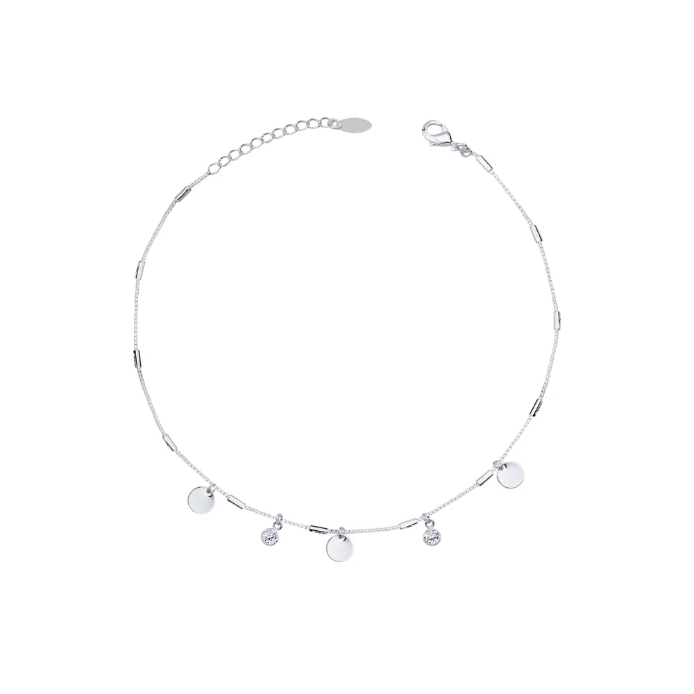 Tornozeleira Prata Leve Canutilhos e Veneziana