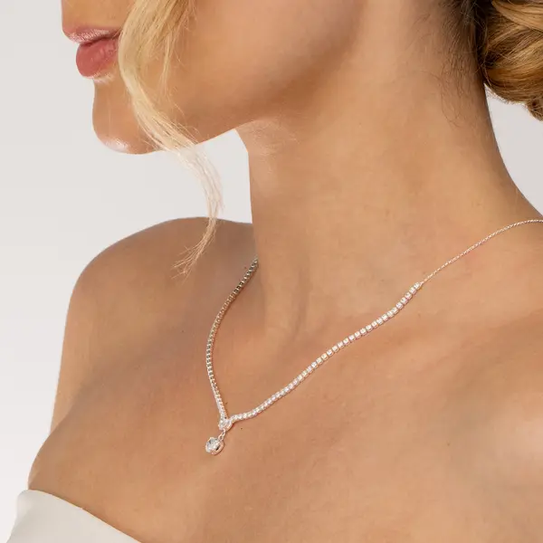 Gargantilha Prata Leve Riviera Dois Corações