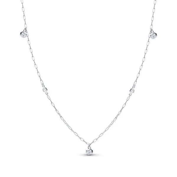 Colar Prata Leve Flores em Zircônias