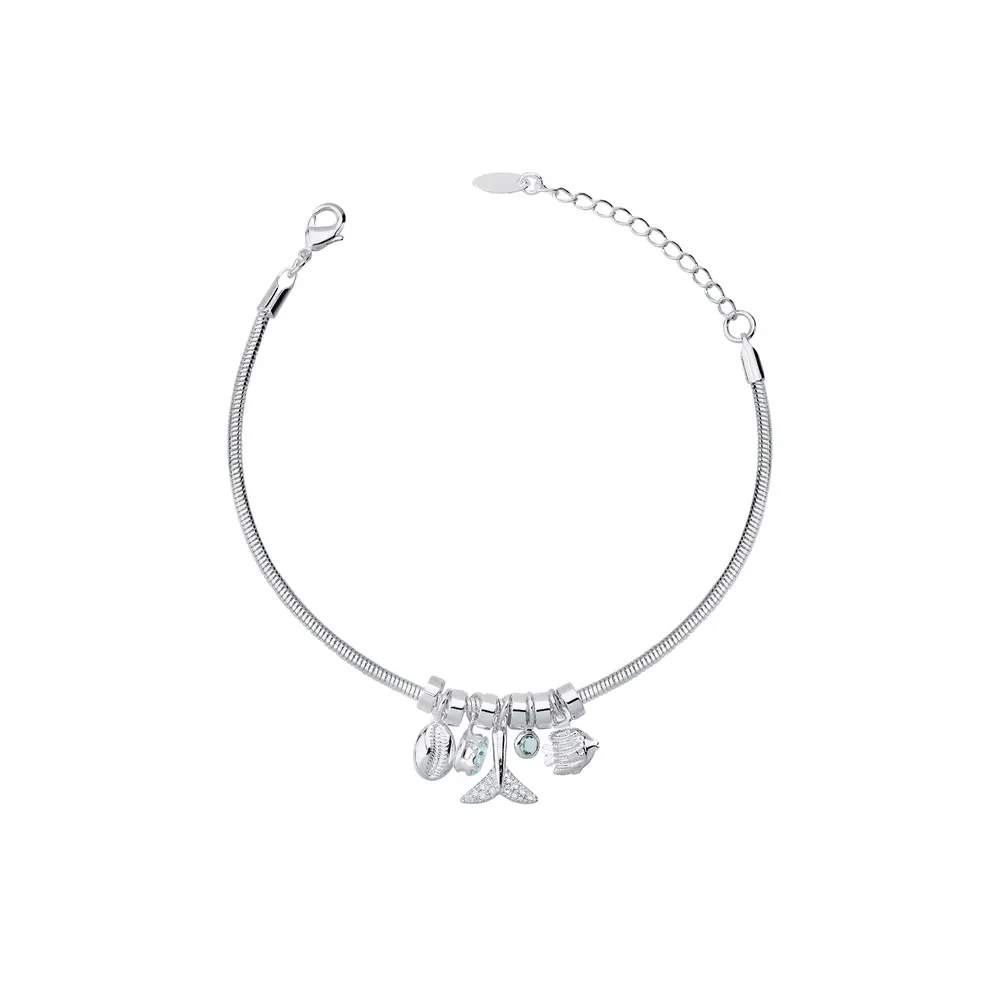 Pulseira Prata Leve Fundo do Mar Malha Rabo de Rato