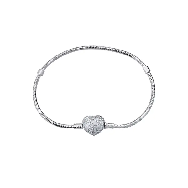 Pulseira Prata Art Collection Coração Com Zircônias