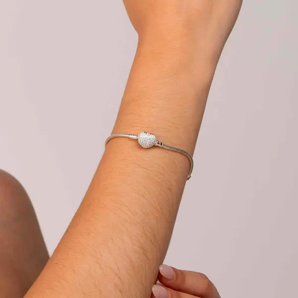 Pulseira Prata Art Collection Coração Com Zircônias