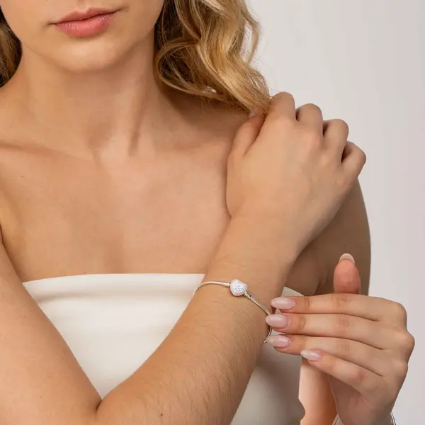 Pulseira Prata Art Collection Coração Com Zircônias