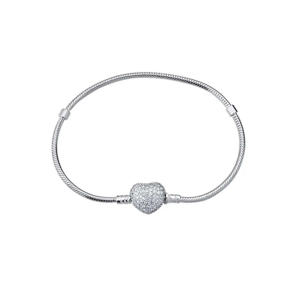 Pulseira Prata Art Collection Coração Com Zircônias