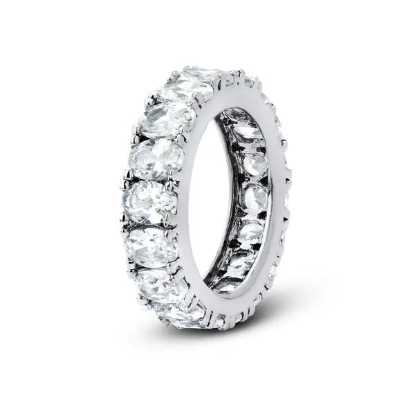 Anel Diva Banho de Ródio Zircônias Ovais