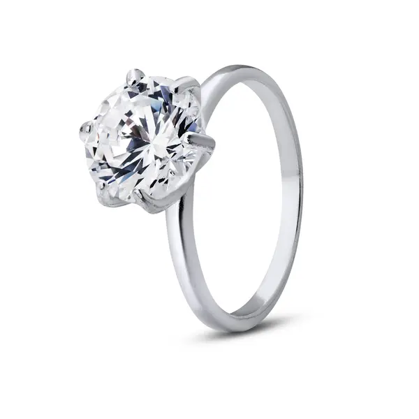 Anel Prata Solitário Zircônia Redonda GG