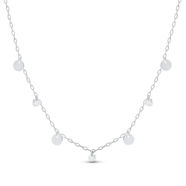 Gargantilha Prata Leve Plaquinhas Redondas Lisas