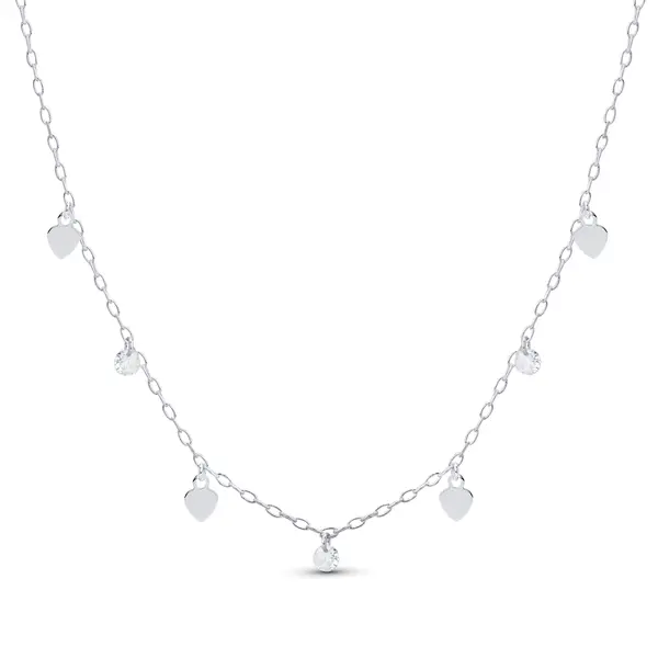 Gargantilha Prata Leve Plaquinhas Coração