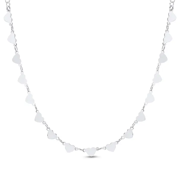 Gargantilha Prata Leve Plaquinhas Corações