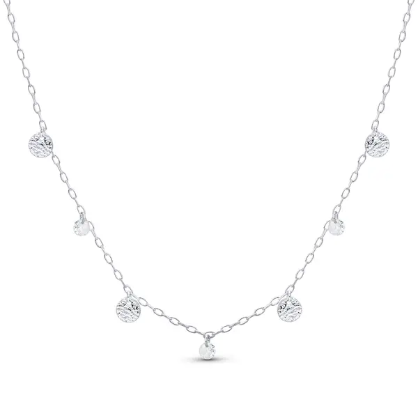 Gargantilha Prata Leve Plaquinhas Redondas Trabalhadas