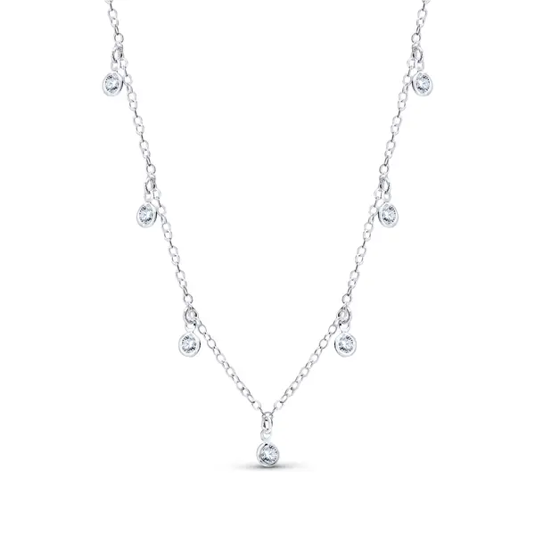 Gargantilha Prata Leve Zircônias Redondas