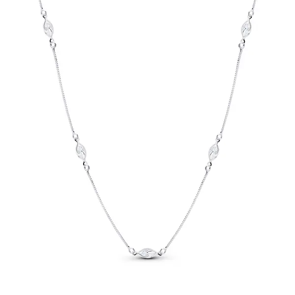 Gargantilha Prata Leve Zircônias Navete