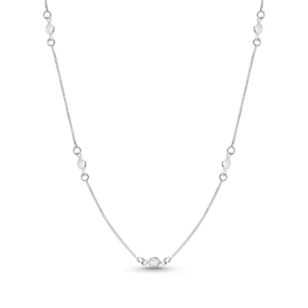 Gargantilha Prata Leve Zircônias Redondas