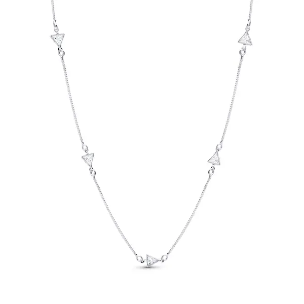 Gargantilha Prata Leve Zircônias Triangulares