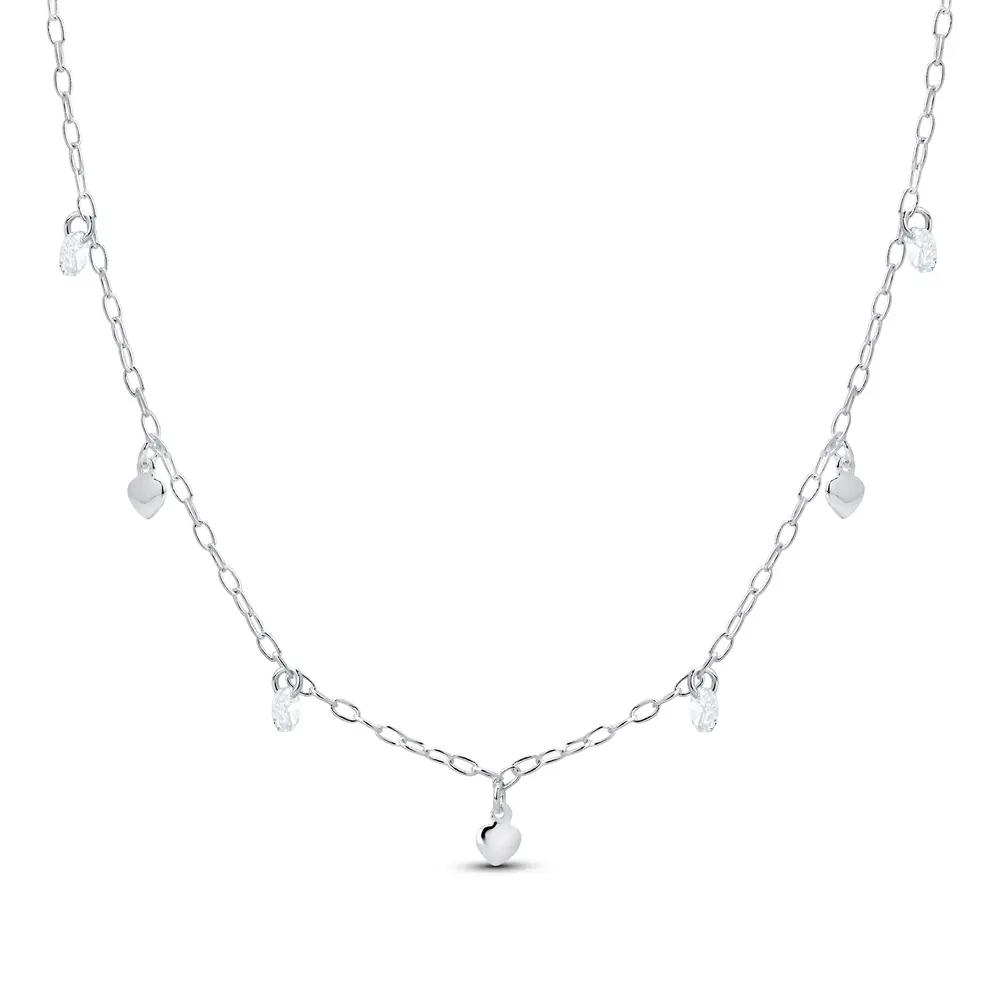 Gargantilha Prata Leve Zircônias