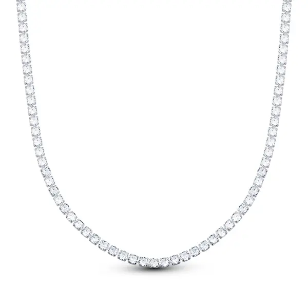 Gargantilha Prata Leve Riviera Quadrada Grande