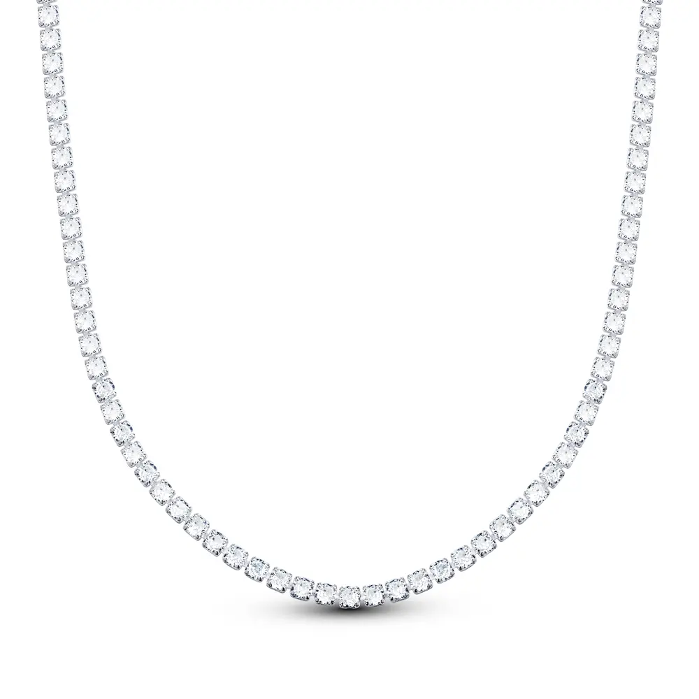 Gargantilha Prata Leve Riviera Quadrada Grande