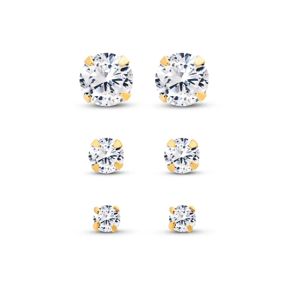 Brinco Folheado a Ouro 18k Trio Ponto Luz