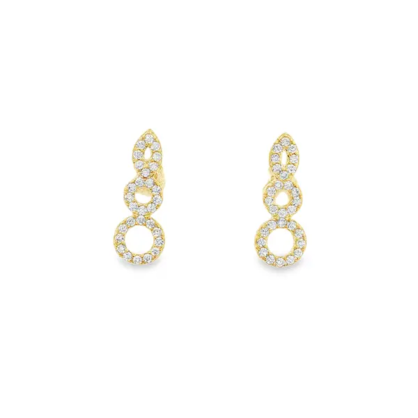 Brinco Folheado a Ouro 18k Círculos Cravejados