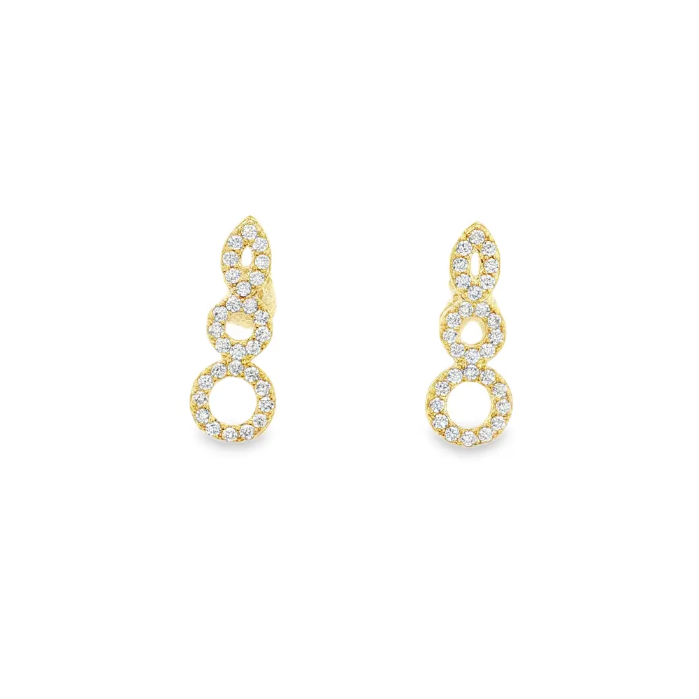 Brinco Folheado a Ouro 18k Círculos Cravejados