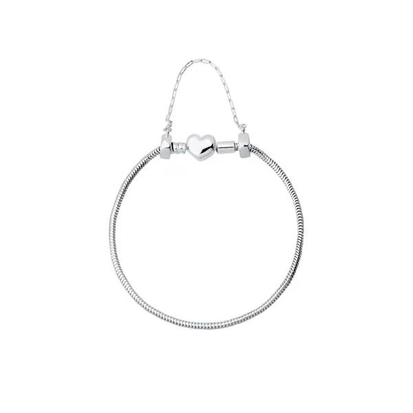 Pulseira Prata Art Collection Coração +Trava
