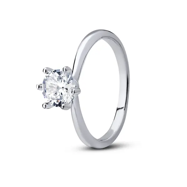 Anel Prata Solitário Zircônia Alta Grande