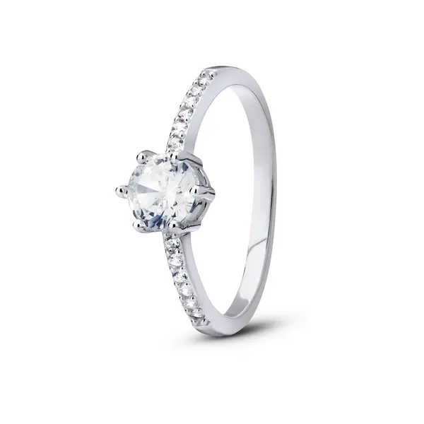 Anel Prata Solitário 6 Garras