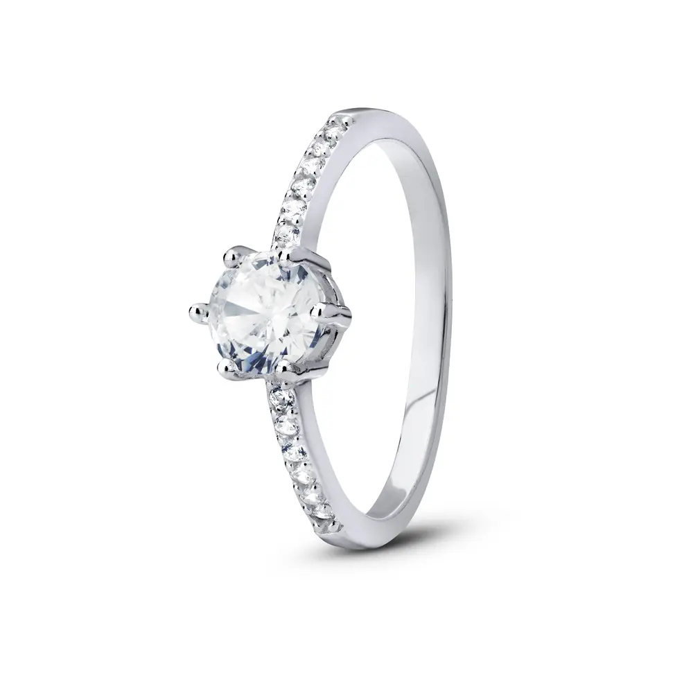 Anel Prata Solitário 6 Garras