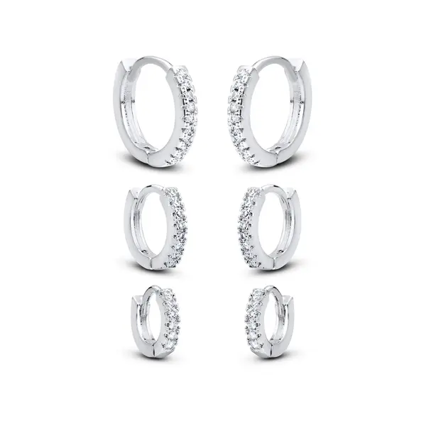 Brinco Banho Rodio Trio Argolas