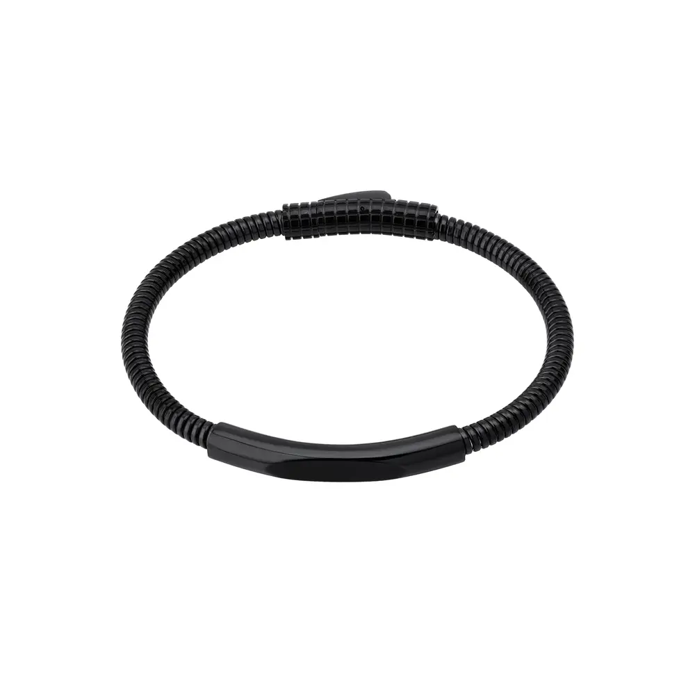 Pulseira Masculina Aço com Fecho Gaveta Preta