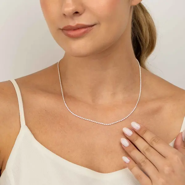 Corrente Prata Cordão Baiano 45 cm 1,5mm