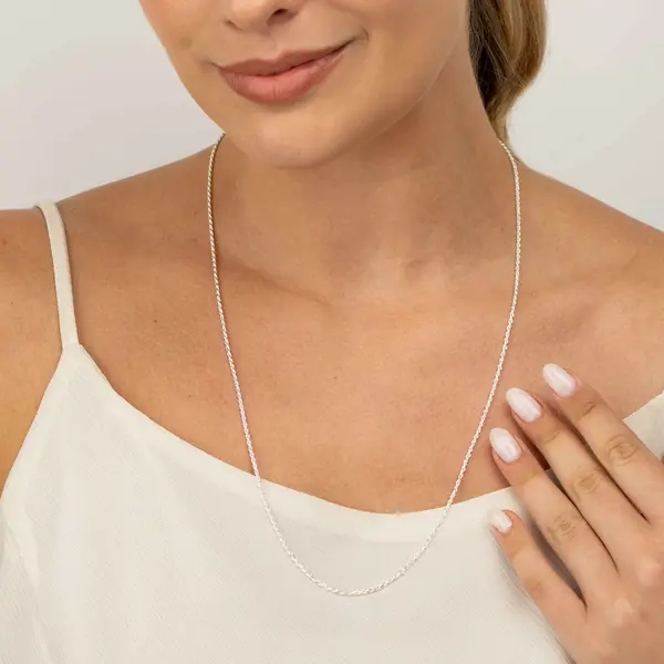 Corrente Prata Cordão Baiano 60cm 1,5mm