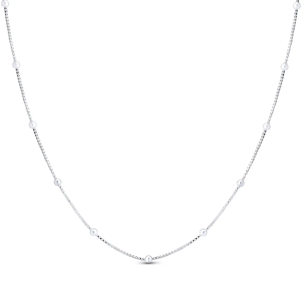 Gargantilha Prata Bolinha 45 cm