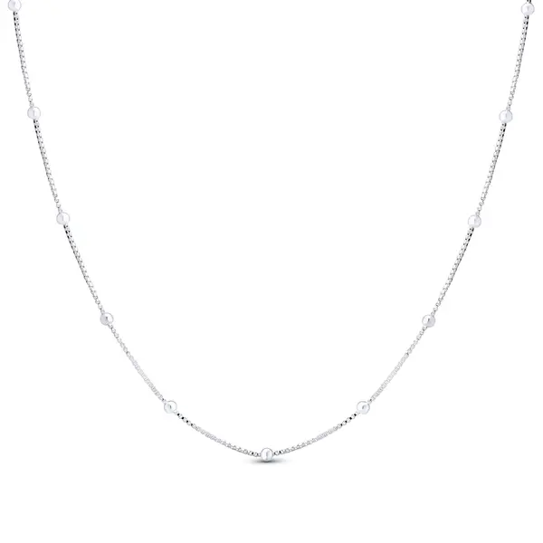 Gargantilha  Prata Veneziana com Bolinhas 50cm 0,5mm