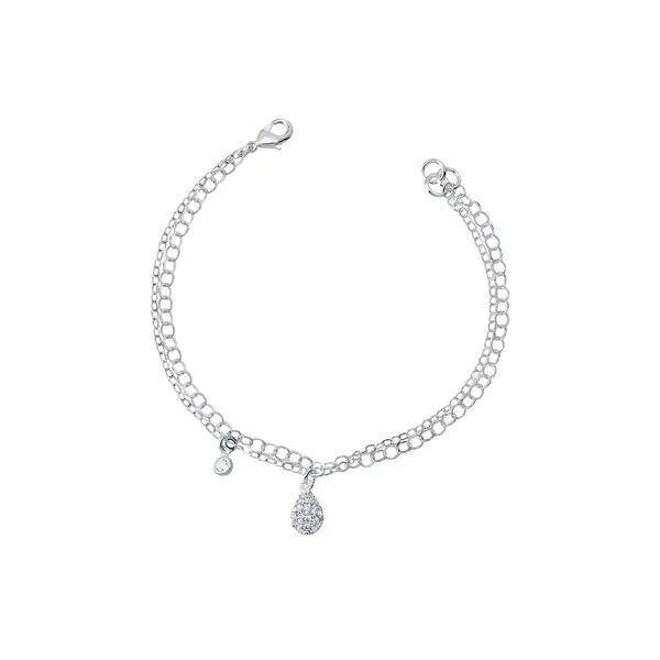 Pulseira Prata Leve Sentimentos Leveza Gota Cravejada