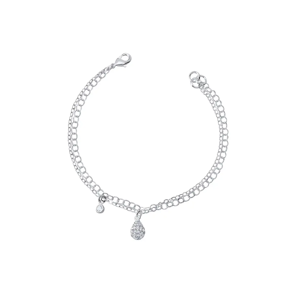 Pulseira Prata Leve Sentimentos Leveza Gota Cravejada