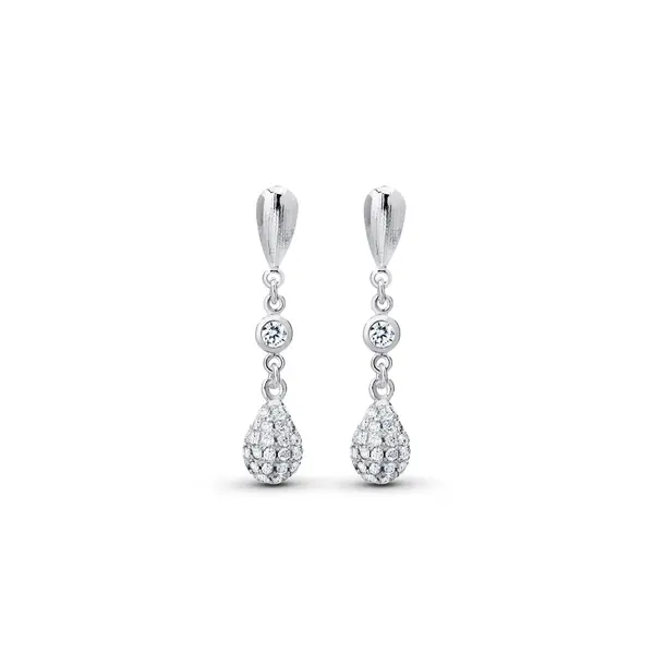 Brinco Prata Leve Sentimentos Leveza Gota Cravejada