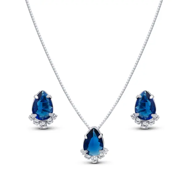 Conjunto Prata Leve Sentimentos Coragem Gota e Zircônias