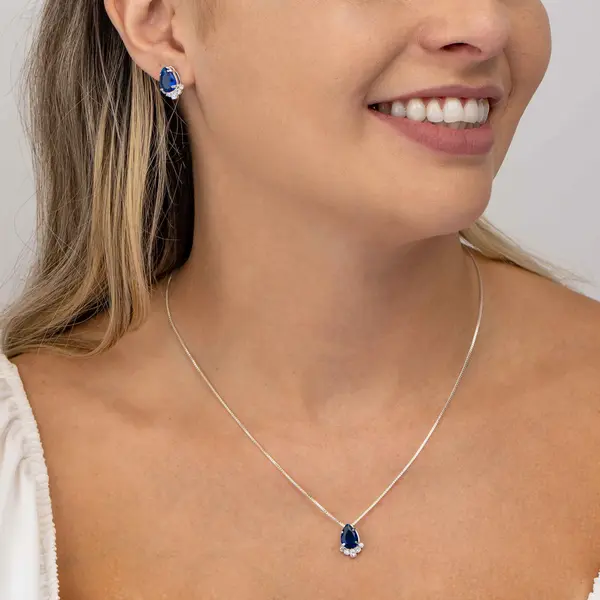 Conjunto Prata Leve Sentimentos Coragem Gota e Zircônias