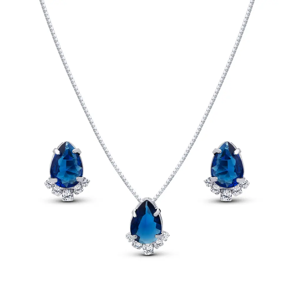 Conjunto Prata Leve Sentimentos Coragem Gota e Zircônias