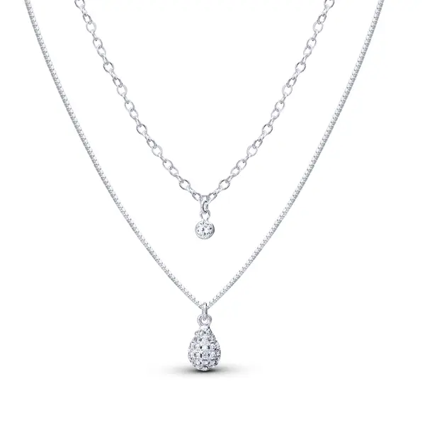 Gargantilha Prata Leve Sentimentos Leveza Gota Cravejada