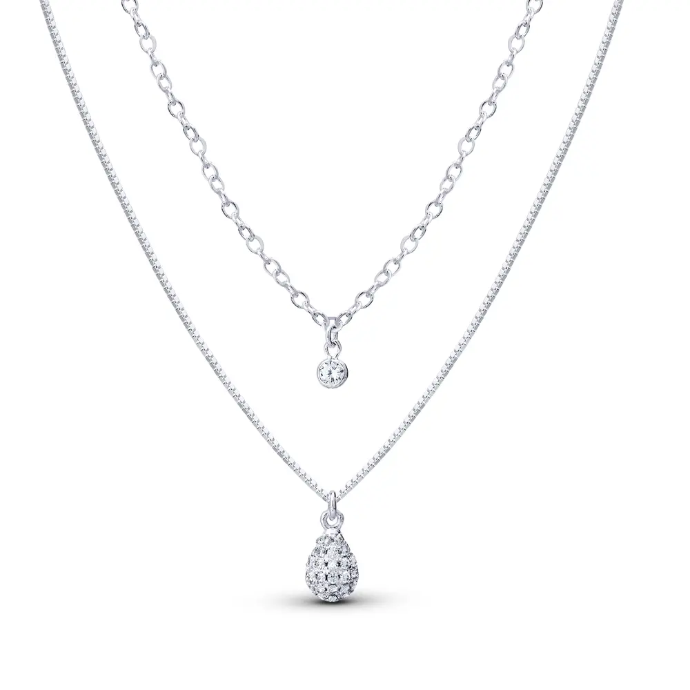 Gargantilha Prata Leve Sentimentos Leveza Gota Cravejada